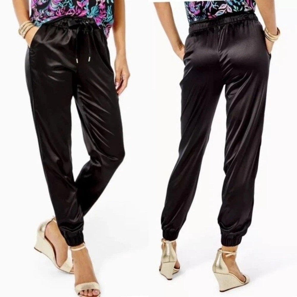 LILLY PULITZER Julissa Stretch Pants In Onyx Black Jogger Small